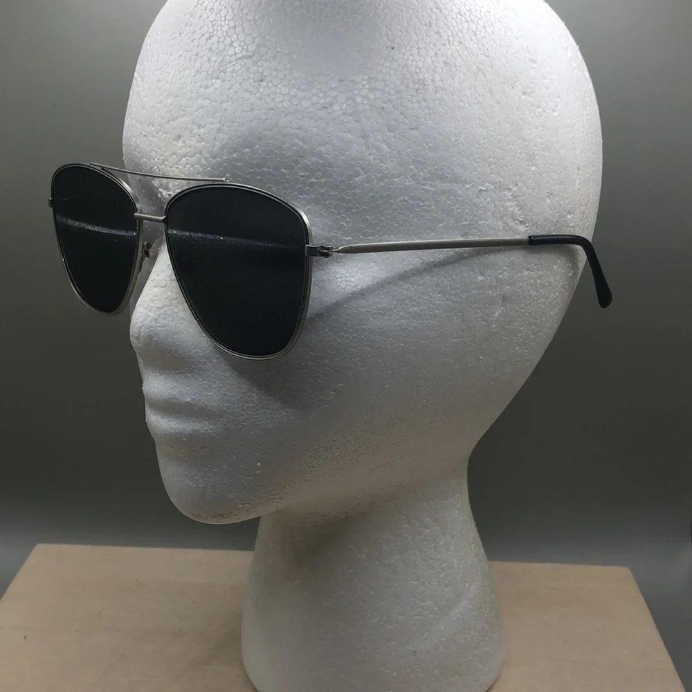 Nicole Miller Carmel C03 Matte Silver Gunmetal Pilot Sunglasses 57-14-140 UNISEX